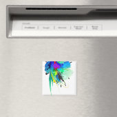 抽象芸術孔雀絵を描（ばちゃばちゃ）跳ねる マグネット (インサイチュ (食洗機))