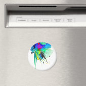 抽象芸術孔雀絵を描（ばちゃばちゃ）跳ねる マグネット (インサイチュ (食洗機))