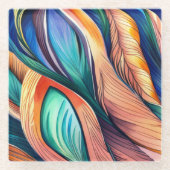 抽象芸術孔雀 ガラスコースター (正面)