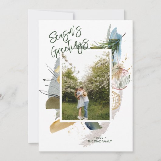 抽象芸術季節のごあいさつカスタムホリデーフォト シーズンカード (正面)
