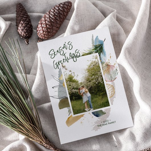 抽象芸術季節のごあいさつカスタムホリデーフォト シーズンカード