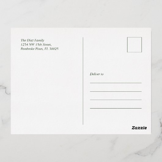 抽象芸術季節のごあいさつカスタムホリデーフォト 箔シーズンポストカード (裏面)