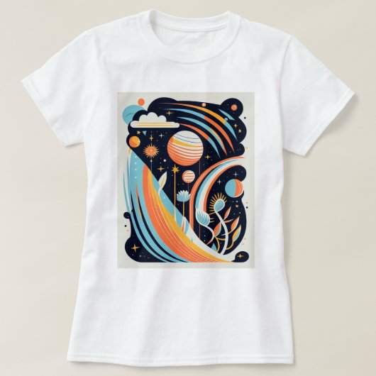 抽象芸術宇宙惑星コスモスモダント Tシャツ (デザイン正面)