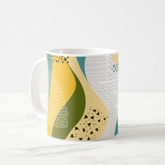抽象芸術宇宙:スムーズラインオーナメント。 コーヒーマグカップ (正面左)