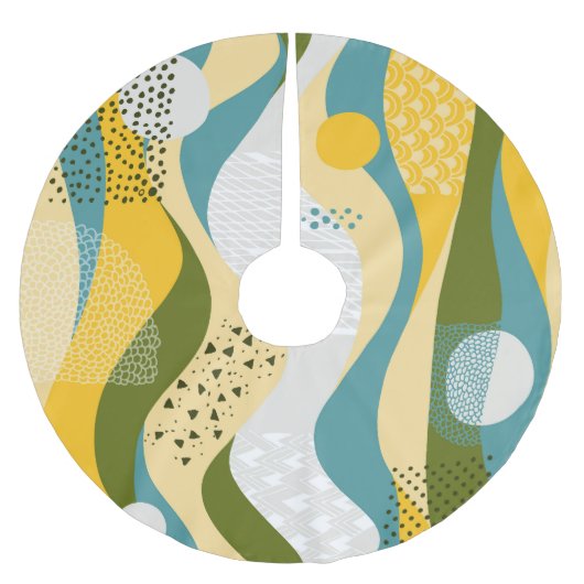 抽象芸術宇宙:スムーズラインオーナメント。 ブラッシュドポリエステルツリースカート (正面)