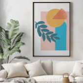 抽象芸術宝幾何学的アーチ黄色い青いポスター ポスター