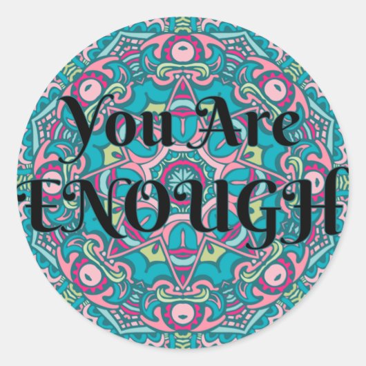 抽象芸術宝曼荼羅あなたは十分な肯定 ラウンドシール (正面)