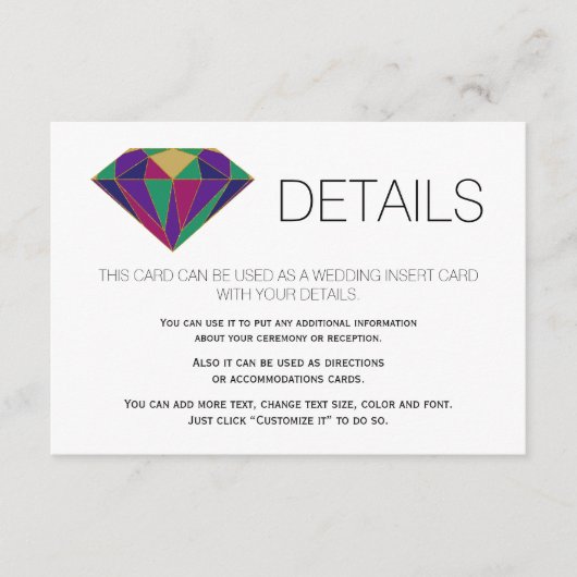 抽象芸術宝石結婚の詳細挿入1 エンクロージャーカード (正面)