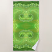 抽象芸術対称グリーンフラクタル ビーチタオル (正面)