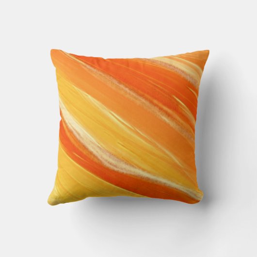 抽象芸術対角オレンジと黄ストライプ色 クッション (裏面)