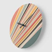 抽象芸術対角レトロスタイルストライプ ラージ壁時計 (傾斜)