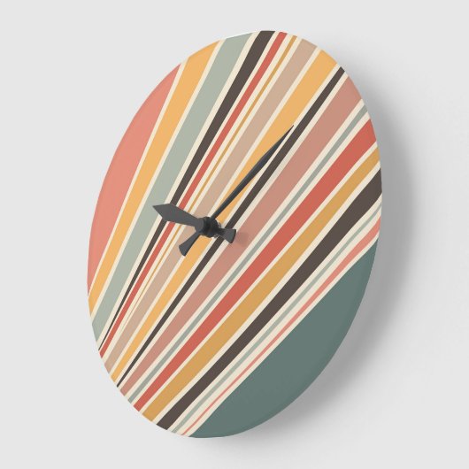 抽象芸術対角レトロスタイルストライプ ラージ壁時計 (傾斜)