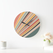 抽象芸術対角レトロスタイルストライプ ラージ壁時計 (ホーム)