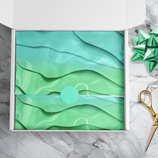 抽象芸術層状タイ染色アクアグリーンクラフト 薄葉紙