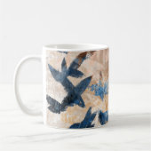 抽象芸術層葉の – 青と中性 コーヒーマグカップ (左)