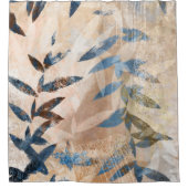 抽象芸術層葉の – 青と中性 シャワーカーテン (正面)