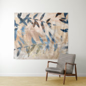 抽象芸術層葉の – 青と中性 タペストリー (インサイチュ(横))