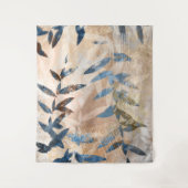 抽象芸術層葉の – 青と中性 タペストリー (正面)