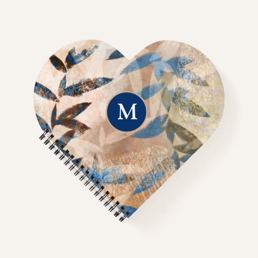 抽象芸術層葉の – 青と中性 ノートブック (正面)