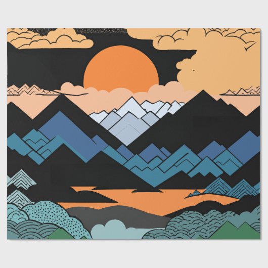 抽象芸術山日没幾何学的ギフト ラッピングペーパー (フラット)