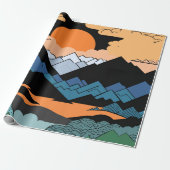 抽象芸術山日没幾何学的ギフト ラッピングペーパー (アンロールド)