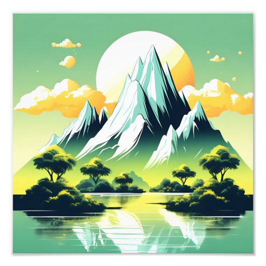 抽象芸術山景色 フォトプリント (正面)