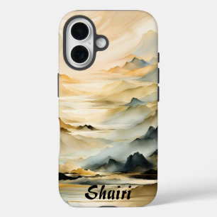抽象芸術山景色 iPhone 16ケース