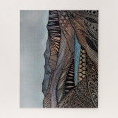 抽象芸術山水の夕焼け禅絡み ジグソーパズル (縦)