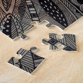 抽象芸術山水の夕焼け禅絡み ジグソーパズル (側面)