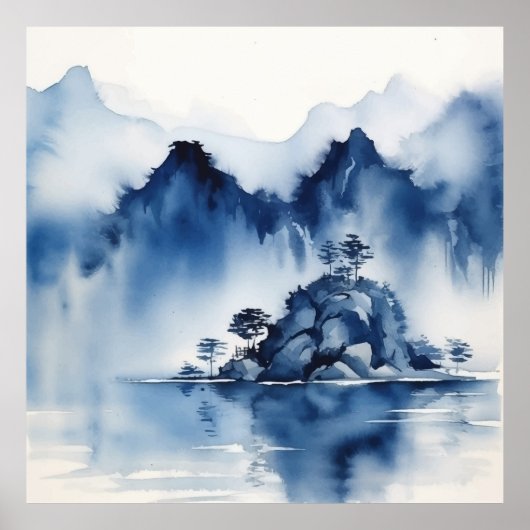 抽象芸術山風景 ポスター (正面)