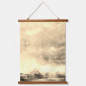 抽象芸術嵐の月の風景の水色 吊り下げ型タペストリー (正面)