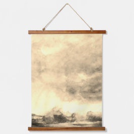 抽象芸術嵐の月の風景の水色 吊り下げ型タペストリー