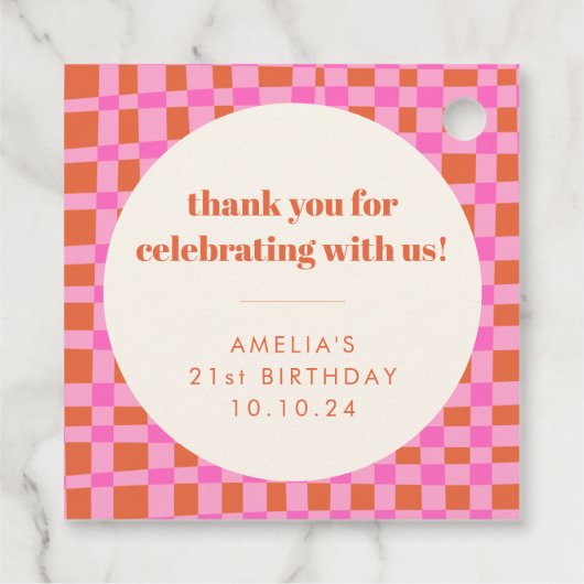 抽象芸術市松模様にピカスタムンク21歳の誕生日感謝してい フェイバータグ (裏面)