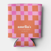 抽象芸術市松模様にピックオレンジカスタム21歳の誕生日 缶クーラー (正面)