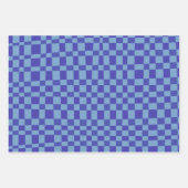 抽象芸術市松模様に図形のパターン（青） ラッピングペーパーシート (正面3)