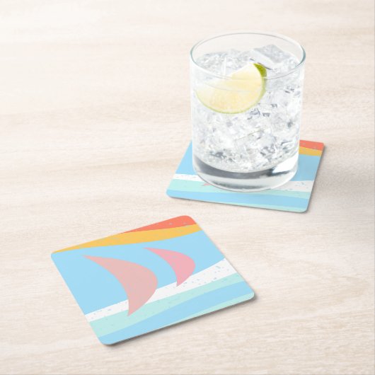 抽象芸術帆船 スクエアペーパーコースター (インサイチュ)