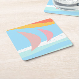 抽象芸術帆船 スクエアペーパーコースター