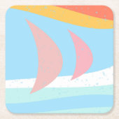 抽象芸術帆船 スクエアペーパーコースター (正面)