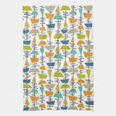 抽象芸術幾何カラフルレトロミッドセンチュリー キッチンタオル (縦)