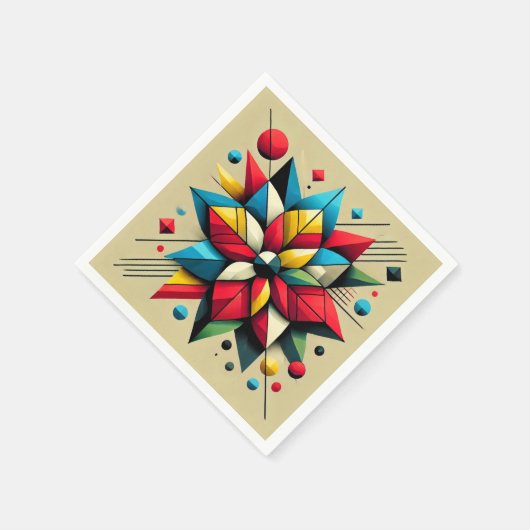 抽象芸術幾何ポップ・アートのアートポインセティアダクページ スタンダードカクテルナプキン (角)