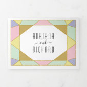 抽象芸術幾何モダン結婚ダイヤモンド 三つ折り招待状 (カバー)