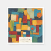 抽象芸術幾何レトロよくはしゃぐ退職パーティー スタンダードカクテルナプキン (正面)