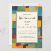 抽象芸術幾何レトロよくはしゃぐ退職パーティー 招待状 (正面)