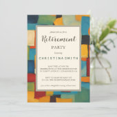 抽象芸術幾何レトロよくはしゃぐ退職パーティー 招待状 (スタンド正面)