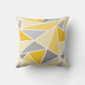 抽象芸術幾何三角形、マスタードイエローグレー クッション (裏面)