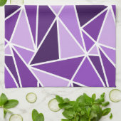 抽象芸術幾何三角形、紫、薄紫 キッチンタオル (折り畳み)