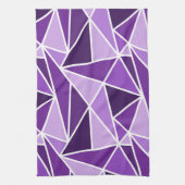 抽象芸術幾何三角形、紫、薄紫 キッチンタオル (縦)