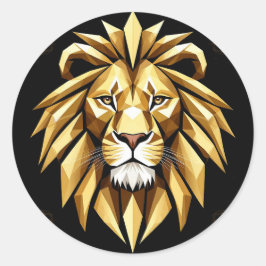 抽象芸術幾何学ライオンのアートと強い金ゴールドトーン ラウンドシール