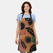 抽象芸術幾何学円の形状と葉 | エプロン (着用した状態)