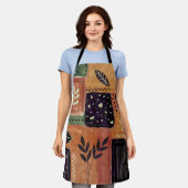 抽象芸術幾何学円の形状と葉 | エプロン (着用した状態)